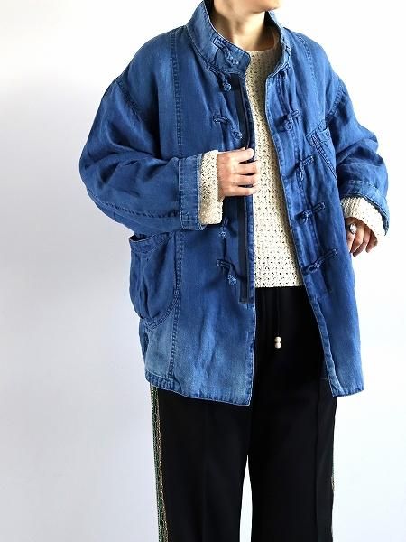 Porter Classic INDIGO LINEN CHINESE JACKET Porter Classic INDIGO LINEN CHINESE JACKET