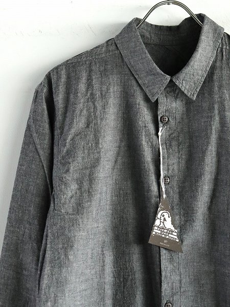 POSTALCOFree Arm Shirts - Straight Fit / Fine Broad Cotton - Black Chambray