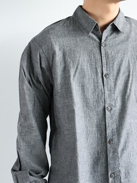 POSTALCOFree Arm Shirts - Straight Fit / Fine Broad Cotton - Black Chambray