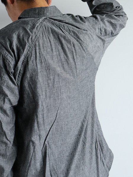 POSTALCOFree Arm Shirts - Straight Fit / Fine Broad Cotton - Black Chambray