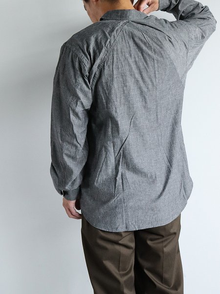 POSTALCOFree Arm Shirts - Straight Fit / Fine Broad Cotton - Black Chambray