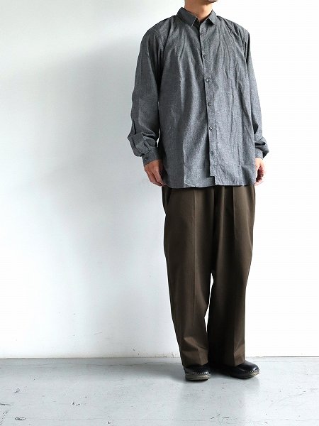 POSTALCOFree Arm Shirts - Straight Fit / Fine Broad Cotton - Black Chambray