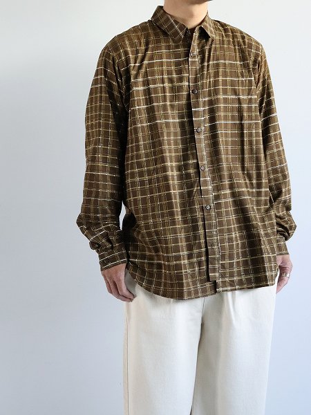 POATALCOFree Arm Shirts Straight Fit / Plaid - Olive