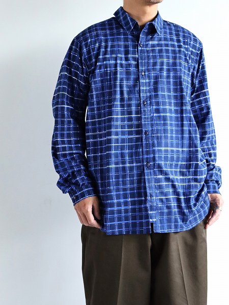 POATALCOFree Arm Shirts Straight Fit / Plaid - Lapis Blue