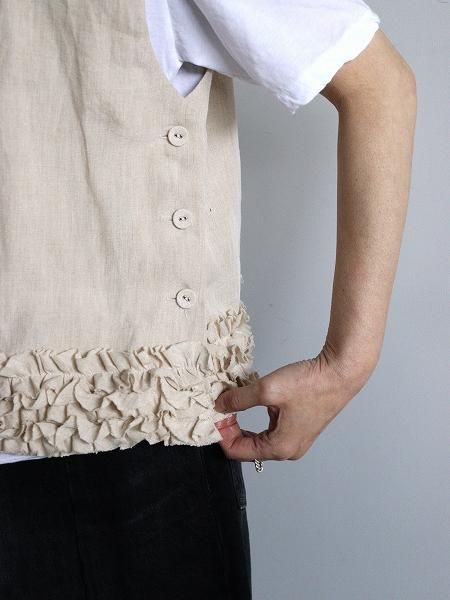 R&D.M.Co-FRILL DECOLATION BUTTON BIB / Antique White