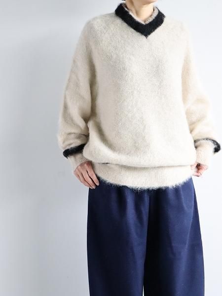 R&D.M.Co- (ɥޥ󥺥ƥ顼)MOHAIR CRICKET SWEATER / Beige  Black