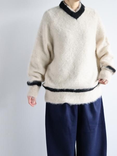 R&D.M.Co- (ɥޥ󥺥ƥ顼)MOHAIR CRICKET SWEATER / Beige  Black