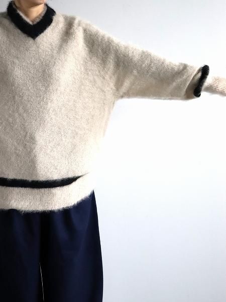 R&D.M.Co- (ɥޥ󥺥ƥ顼)MOHAIR CRICKET SWEATER / Beige  Black