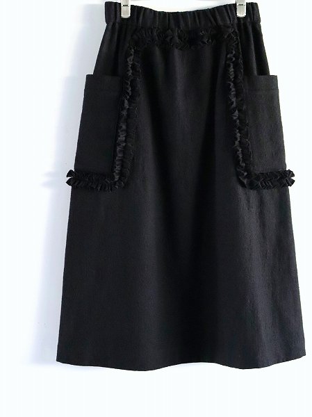 R&D.M.Co- FRILL DECORATION SKIRT / Black  Black