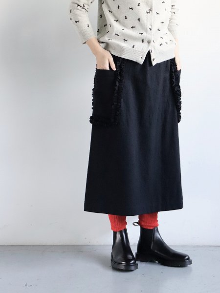 R&D.M.Co- FRILL DECORATION SKIRT / Black  Black