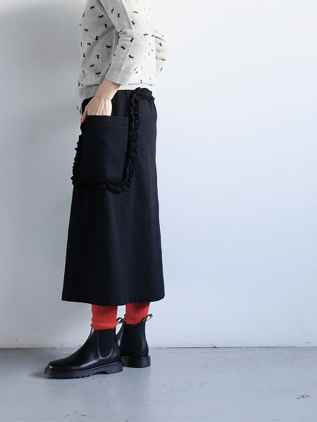 R&D.M.Co- FRILL DECORATION SKIRT / Black  Black