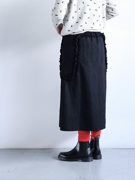 R&D.M.Co- FRILL DECORATION SKIRT / Black  Black