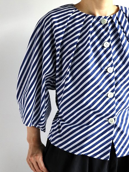 R&D.M.Co-(ɥޥ󥺥ơ顼)  RAINY STRIPE BALLOON SLEEVE JACKET / Blue (no.6838)