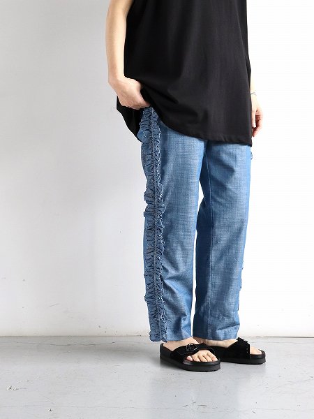 RHODOLIRION (ɥꥪ)Frill Side PT - Chambray / Blue