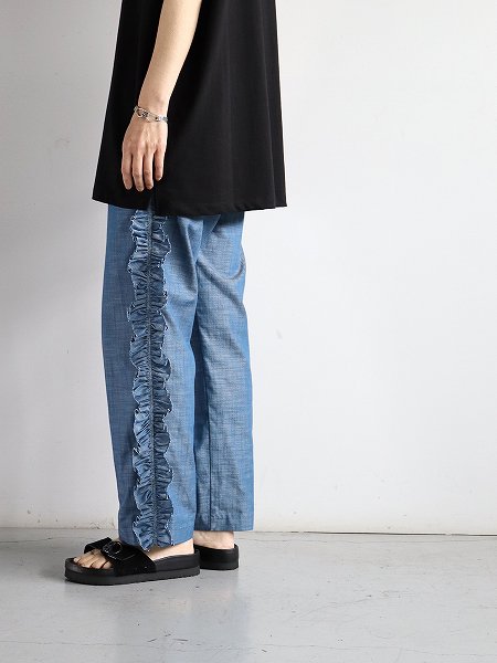 RHODOLIRION (ɥꥪ)Frill Side PT - Chambray / Blue