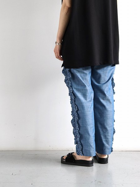 RHODOLIRION (ɥꥪ)Frill Side PT - Chambray / Blue