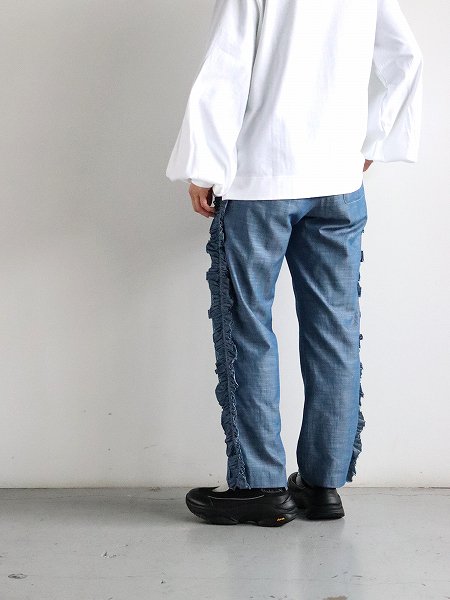 RHODOLIRION (ɥꥪ)Frill Side PT - Chambray / Blue