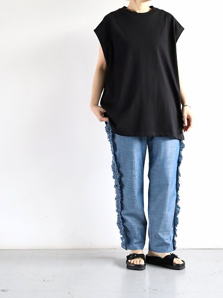 RHODOLIRION (ɥꥪ)Frill Side PT - Chambray / Blue