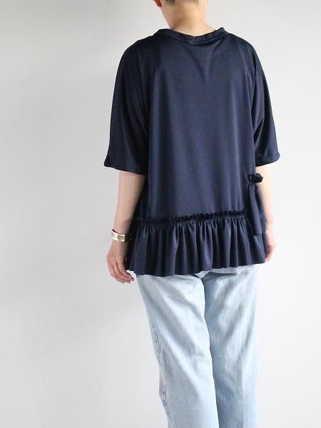RHODOLIRION (ɥꥪ)Frill Tiered Half Sleeve Tee / Navy