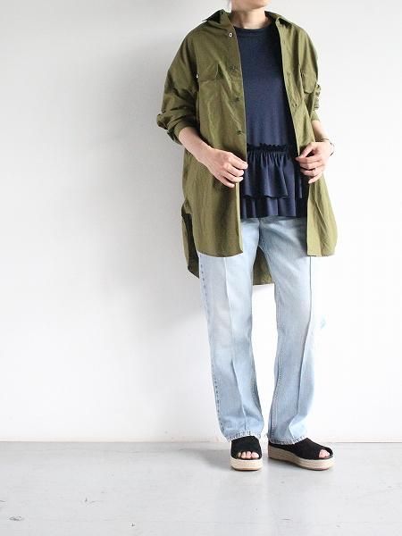 RHODOLIRION (ɥꥪ)Frill Tiered Half Sleeve Tee / Navy