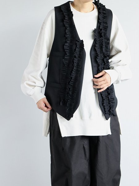 RHODOLIRION (ɥꥪ) Frill Vest - Flannel / Black