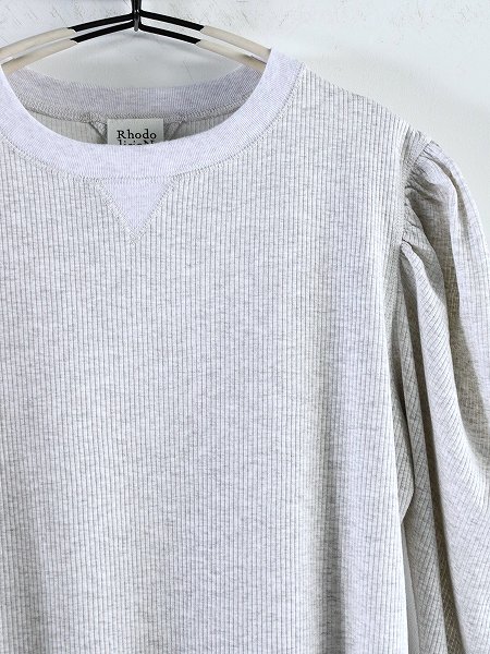 RHODOLIRION (ɥꥪ)Ribbed Puff Sleeve Pullover Tee / H.Grey