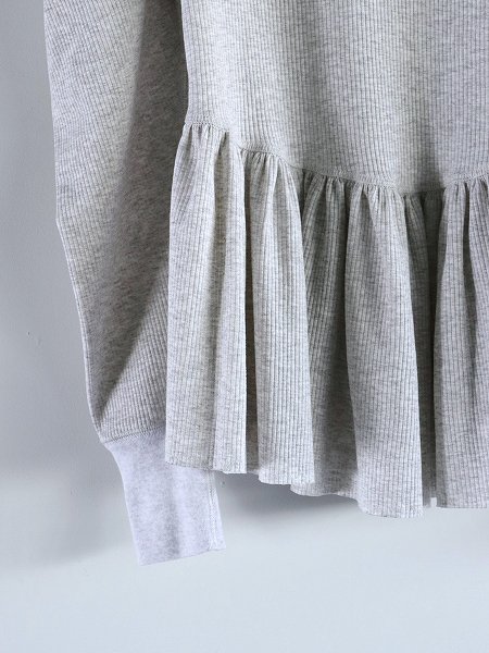 RHODOLIRION (ɥꥪ)Ribbed Puff Sleeve Pullover Tee / H.Grey