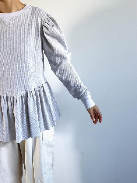 RHODOLIRION (ロドリリオン) Ribbed Puff Sleeve Pullover Tee / H