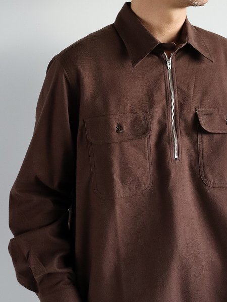 South2 West8 (S2W8) Zipped Pullover Long Shirt - Cotton Flannel Twill