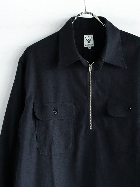 South2 West8 (S2W8) Zipped Pullover Long Shirt - Cotton Flannel Twill