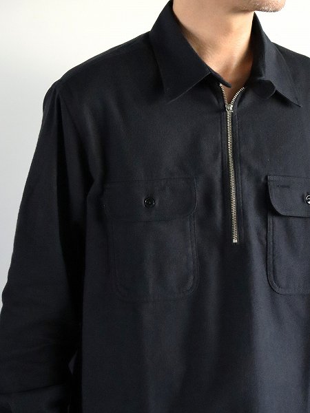 South2 West8 (S2W8) Zipped Pullover Long Shirt - Cotton Flannel Twill