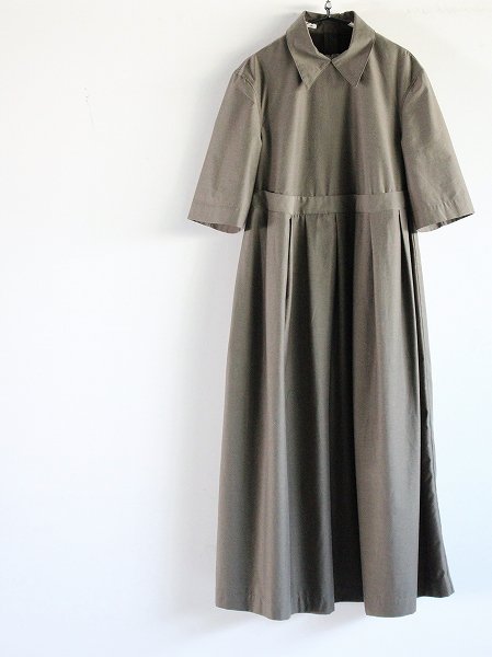 THE HINOKI　Organic Cotton Twill Half Sleeve Dress / FOREST