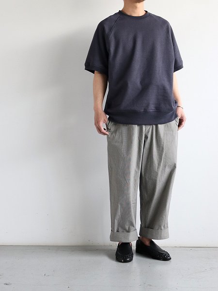 Cale (カル) Supima Cotton Hemp 裏毛 S/S Pullover / Navy (C241U04B01)