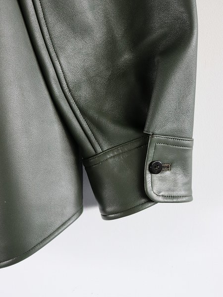CaleLamb Leather Shirt Jacket / Green