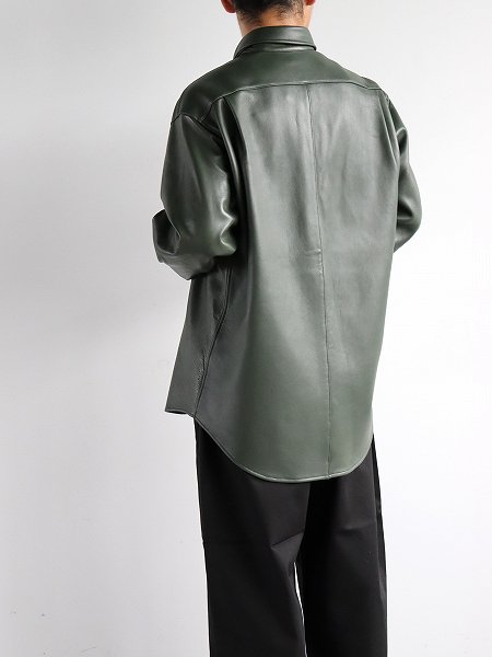 Cale　Lamb Leather Shirt Jacket / Green