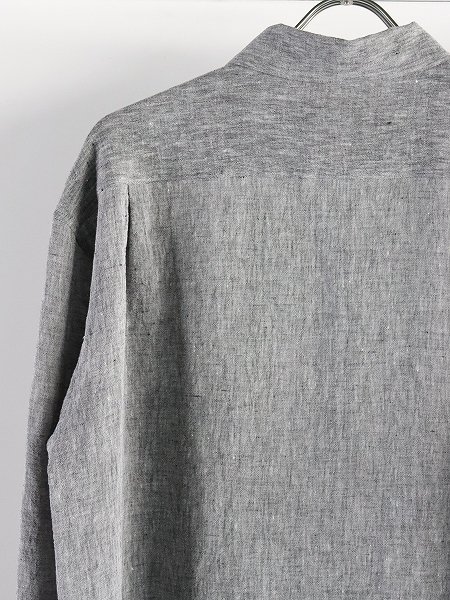 CaleWater Twist Linen Pull-over Shirt / Grey Chambray