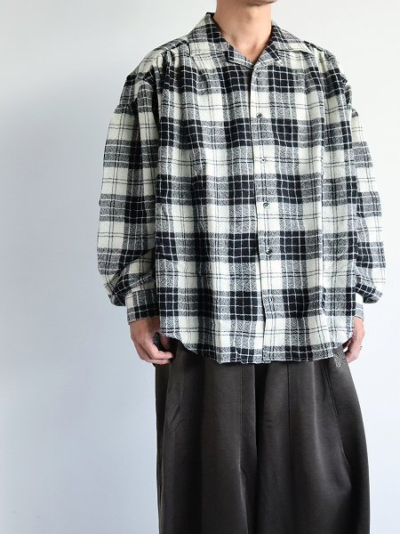 aiePainter Shirt - Wool Gauze Plaid / Grey (PU666)