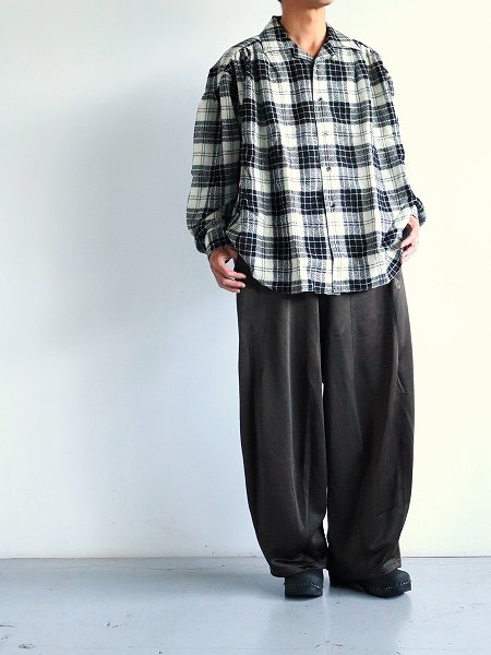 aiePainter Shirt - Wool Gauze Plaid / Grey (PU666)