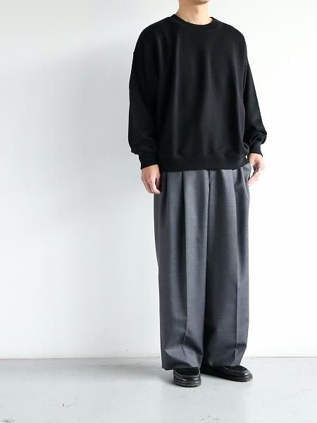 awasa (アワサ) Supima Aging Cotton Crew Neck Sweat / Black