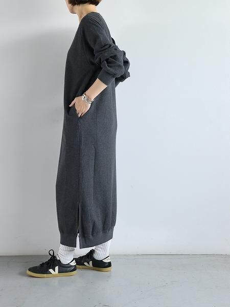 blurhms ROOTSTOCKRough&Smooth Crew-Neck Dress / Heather Charcoal  (bROOTS25F001W)