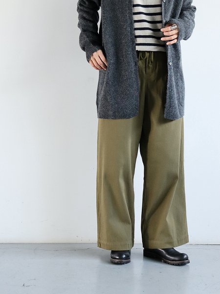 eleven 2nd (֥󥻥) Cotton Wool Wide Pants / Olive (åȥ󥦡 磻ɥѥ)