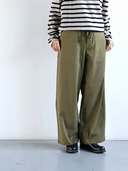 eleven 2nd (֥󥻥) Cotton Wool Wide Pants / Olive (åȥ󥦡 磻ɥѥ)