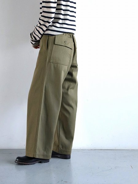 eleven 2nd (֥󥻥) Cotton Wool Wide Pants / Olive (åȥ󥦡 磻ɥѥ)