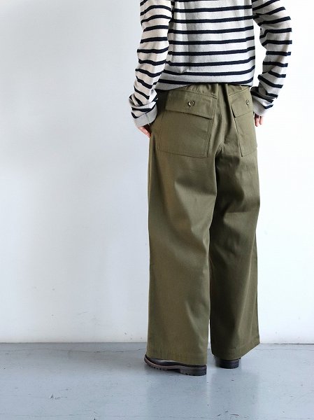 eleven 2nd (֥󥻥) Cotton Wool Wide Pants / Olive (åȥ󥦡 磻ɥѥ)