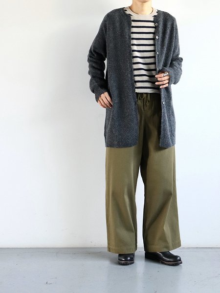 eleven 2nd (֥󥻥) Cotton Wool Wide Pants / Olive (åȥ󥦡 磻ɥѥ)