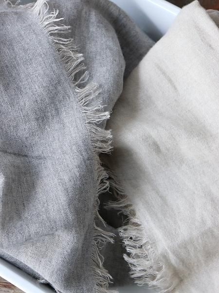 eleven 2nd Linen Cashmere Fringe Stole 
