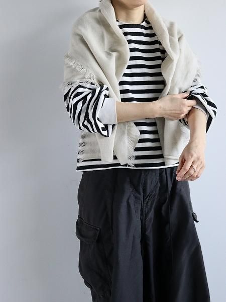 eleven 2nd Linen Cashmere Fringe Stole 
