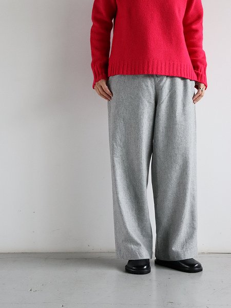 eleven 2nd / イレブンセカンド　Wool Flannel Wide Pants / Lt.grey (ウールフランネル ワイドパンツ)