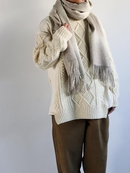 loomer (롼ޡ)Natural Wool Ombre Check Stole
