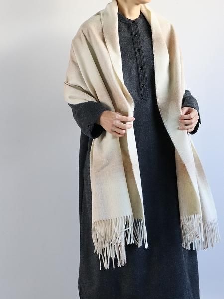 loomer (롼ޡ)Natural Wool Ombre Check Stole